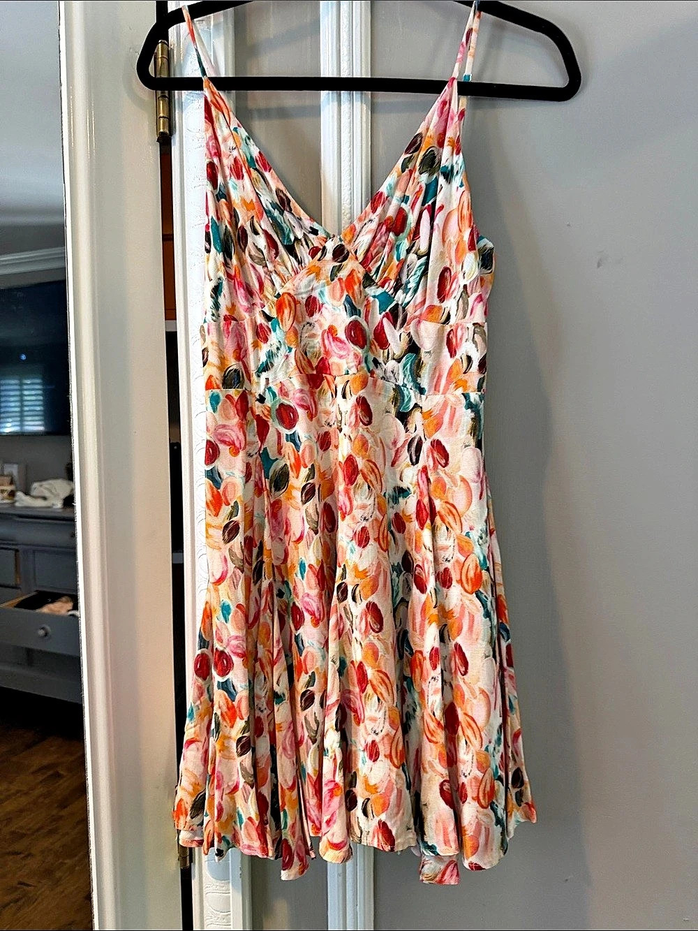 Floral Mini Dress in Pink & Green Like New